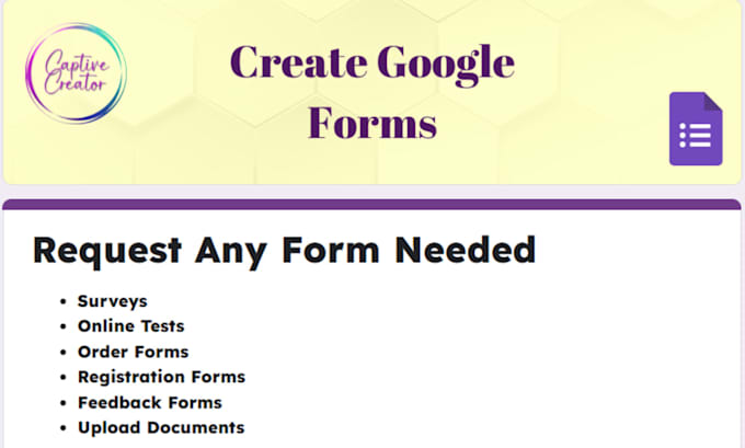 create any online google form needed