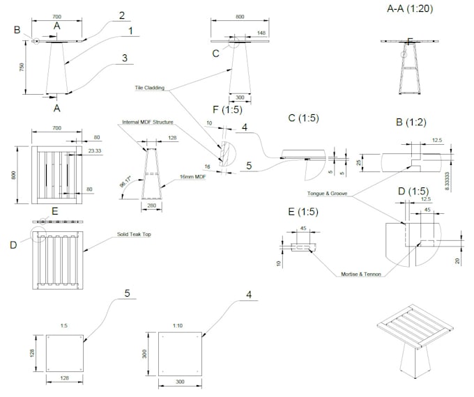 create technical drawings for furniture manufacturing