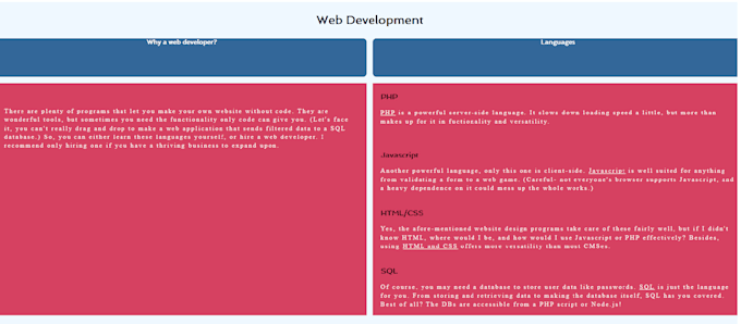 make websites and perhaps games