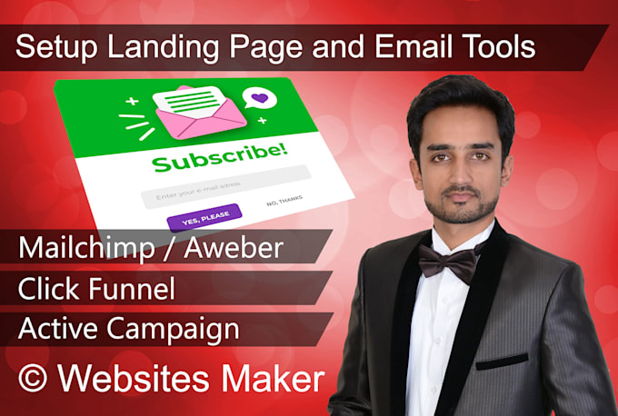 setup active campaign, aweber, mailchimp or click funnel