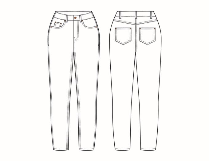 Draw technical fashion sketches for denim jeans by Thatdenimchick | Fiverr