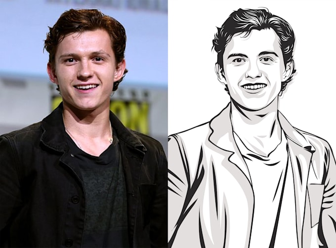 do line art portrait illustration from photo