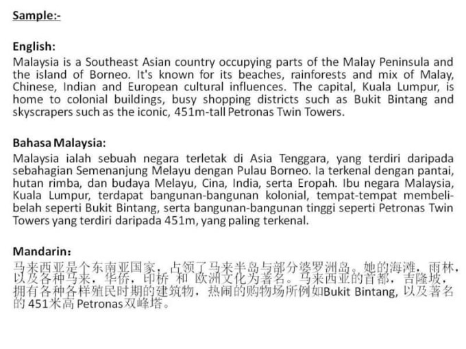 Translate Any Text From Bahasa Melayu To English By Maxblade87
