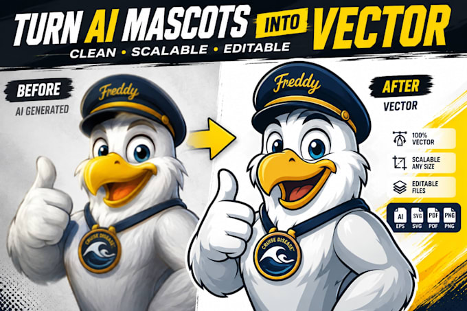 turn your ai generated mascot or character into a professional vector design