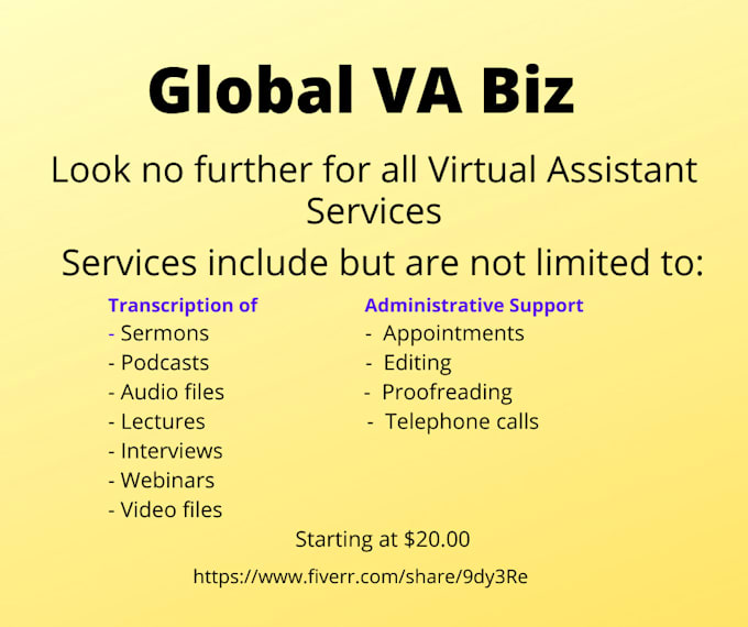 be your virtual assistant for all your VA services