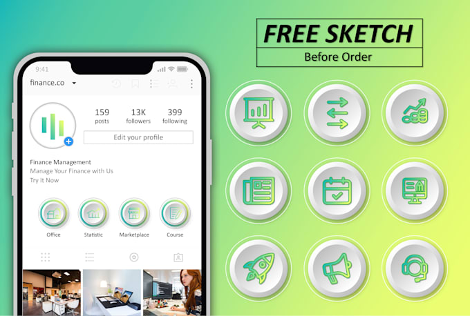 design unique instagram highlight cover in 24 hours