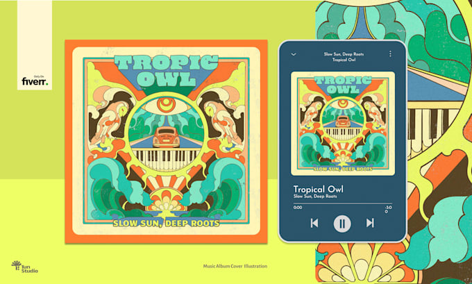 make amazing psychedelic illustration for music album cover