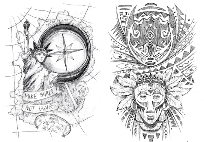 Review! I will create custom tattoo design, tattoo sleeve  for $35
