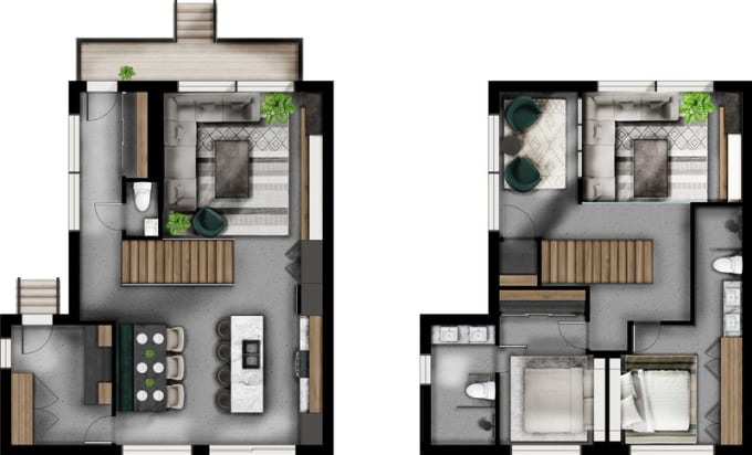 Do photorealistic photoshop rendering of your floor plans by Magdesign