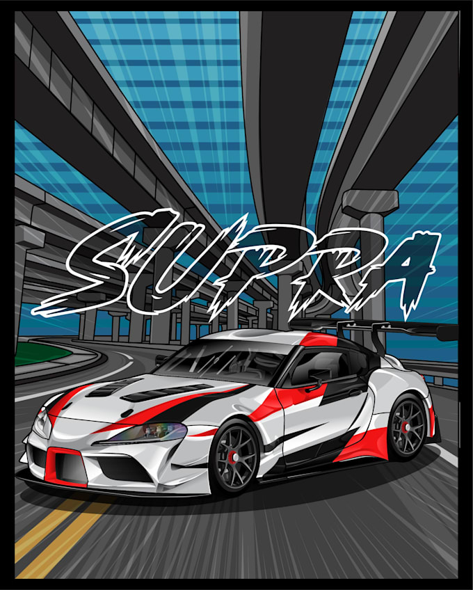 create detailed vector car illustration in realistic cartoon style