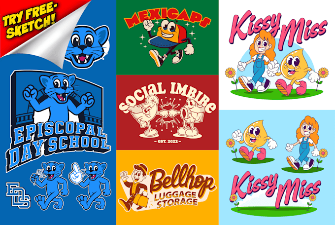 design retro mascot logo for food and small business