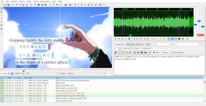 create stylized close caption or subtitle youtube with aegisub