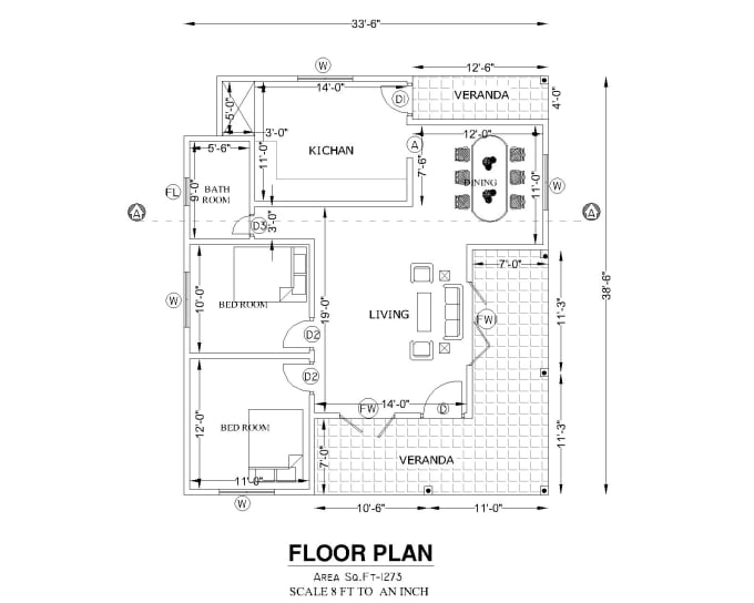 Draw 2d Architectural Floor Plan Or Any Sketch Drawing By Srilanka3d