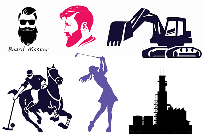 draw vector silhouette and stencil black and white