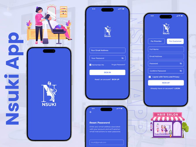 create on demand app, booking app, salon and laundry app