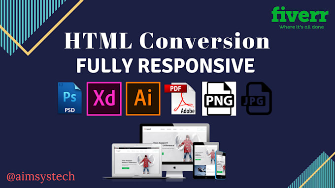 Convert your psd to responsive html with bootstrap by Aimsystech | Fiverr