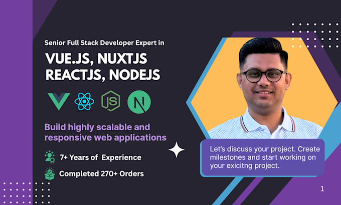 develop full stack nuxt js, vue js, react js, node js web app