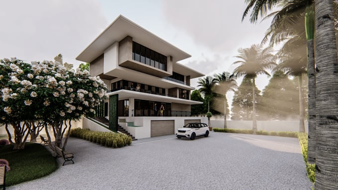 Design Exterior Architecture Elevation In 3d Photorealistic By