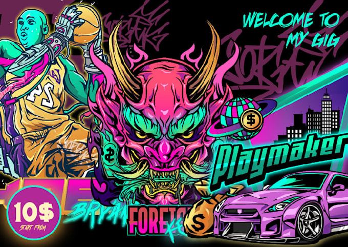 create custom tshirts design for you with my cartoon style