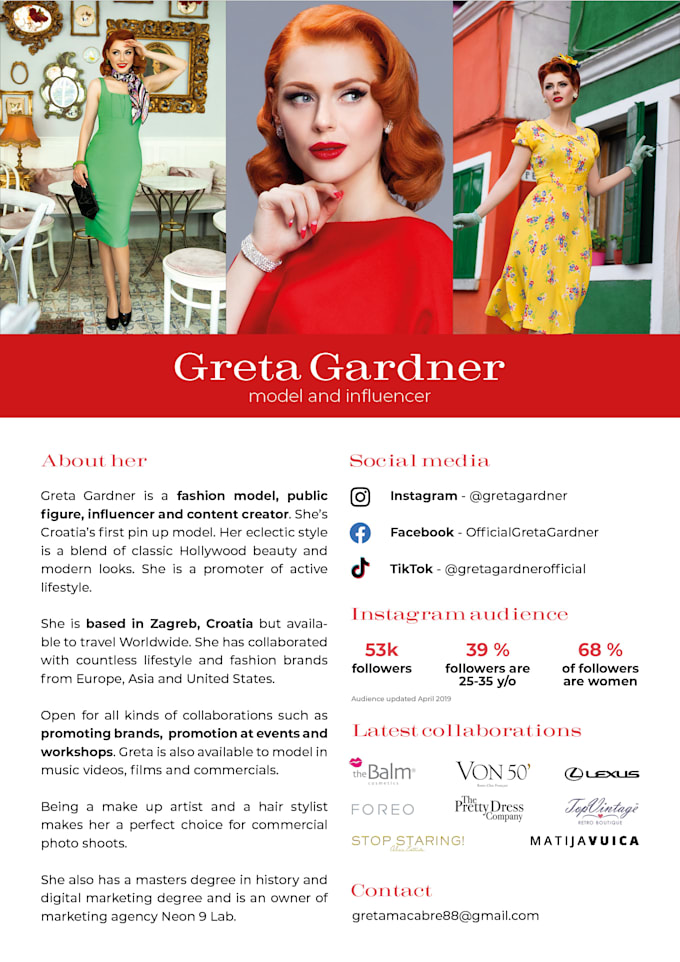 Fashion model, influencer shoutouts and promotion by Gretagardner