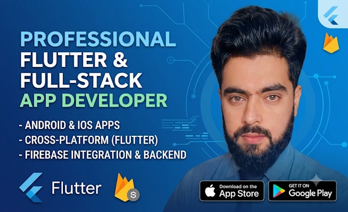 do full stack flutter mobile app development for android and ios