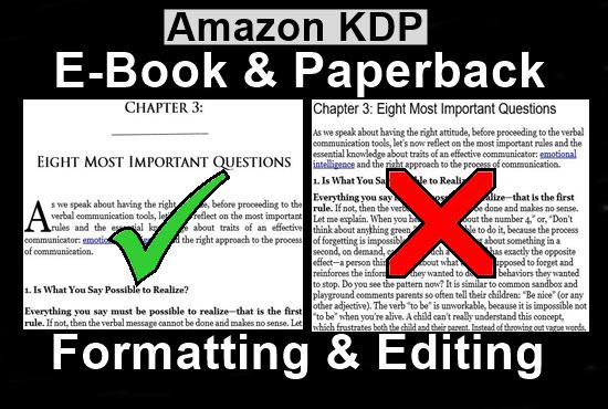 Format manuscript for amazon kdp kindle ebook paperback book formatting