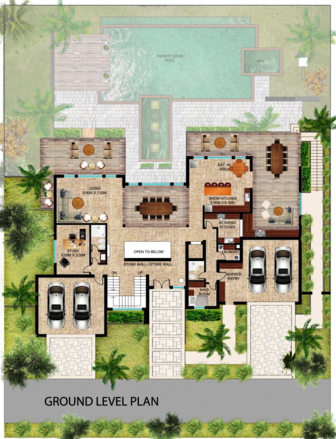 Render your floor plans in photoshop, 3d floor plan by Darcstudios | Fiverr