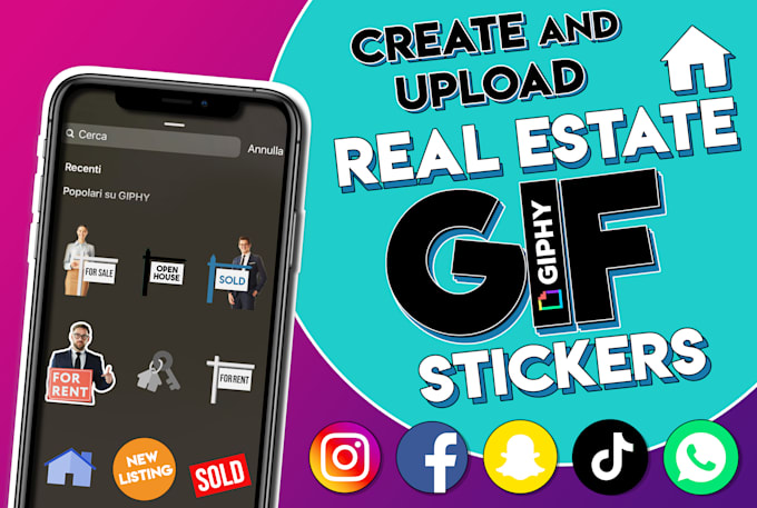 create real estate animated GIF stickers for instagram stories, fb and giphy