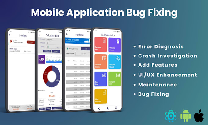 fix bugs, errors and changes in your react native mobile app