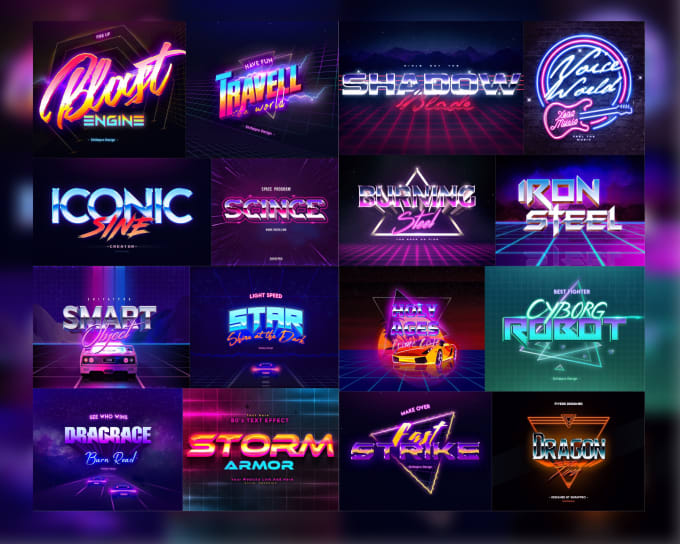 Do Custom 3d Retro 80s Style Logo Design Chrome Neon Effects By Shifatpro
