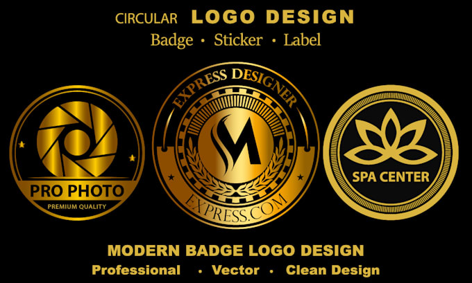 design a professional circular logo, badge or sticker