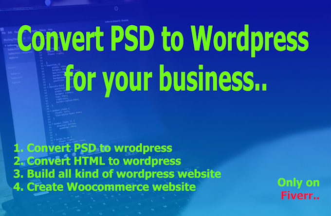 convert PSD to wordpress or HTML to wordpress by elementor or wp bakery