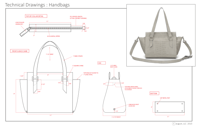 Create factory ready technical drawings of handbags and accessories by ...
