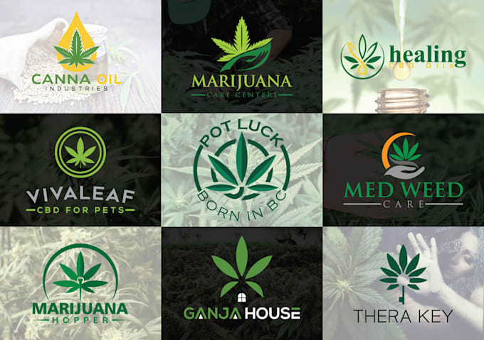 design creative cannabis hemp weed marijuana cbd oil logo