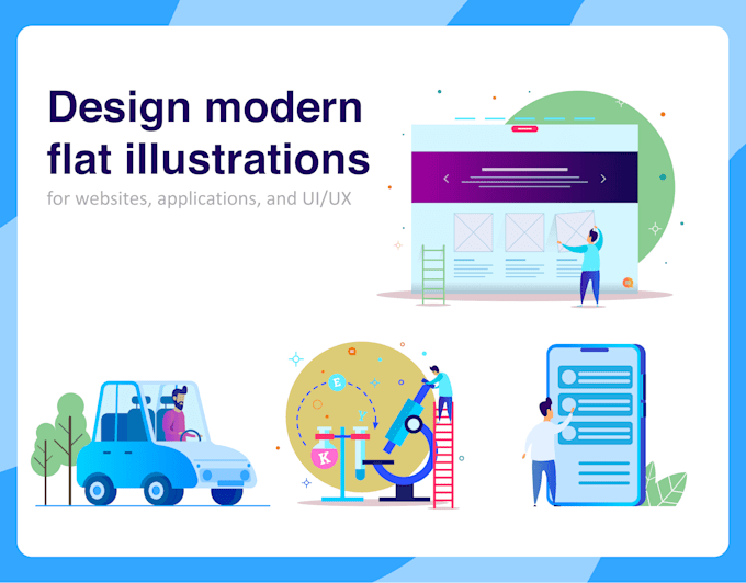 draw a flat design illustration for a website, app or ui ux