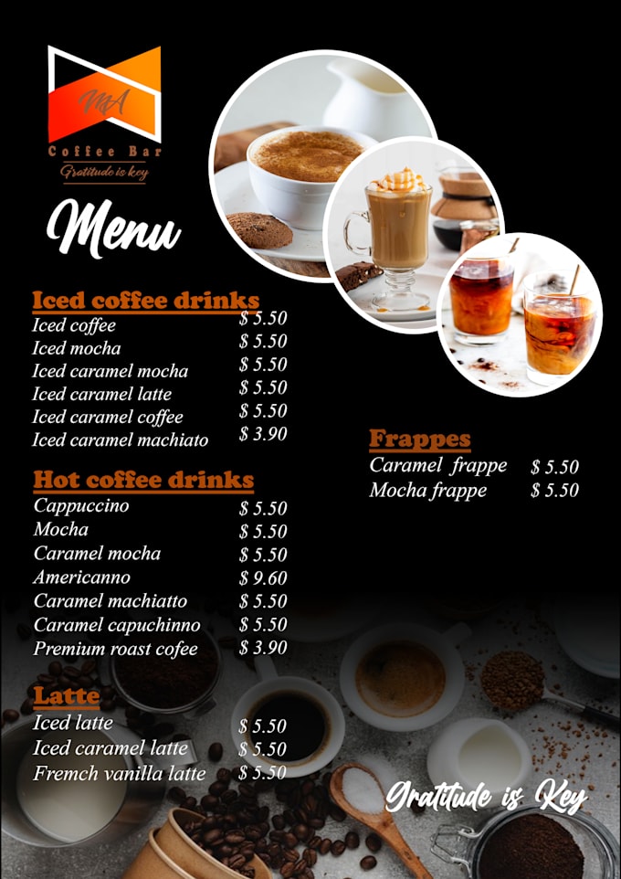Do an outstanding menu design by Vihendamable | Fiverr