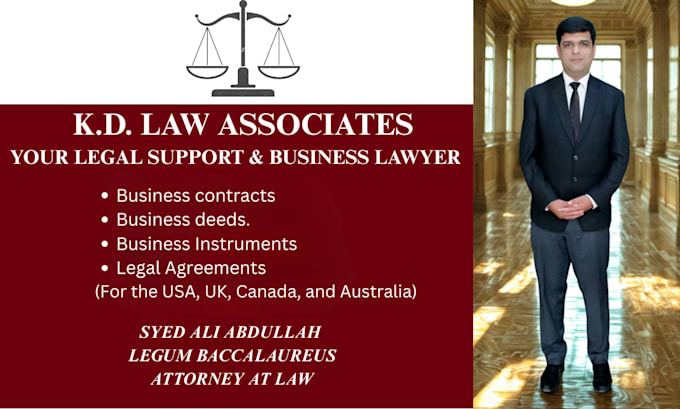 do business contract, deed, legal agreement for USA, UK, canada, and australia