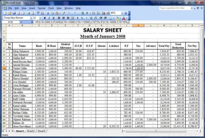 Looking for excel data entry salary sheets by Nomikha88