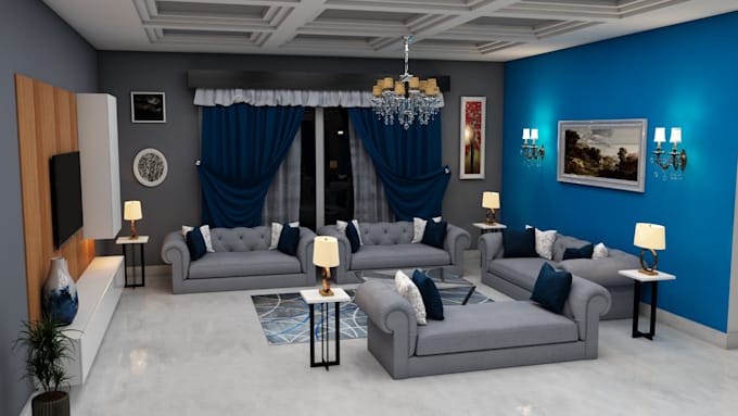 design residential interior with realistic 3d rendering
