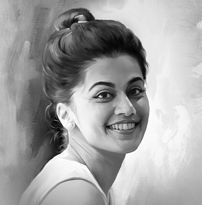 Do Realistic Grey Tone Portrait Oil Painting In Digital By Artistvens