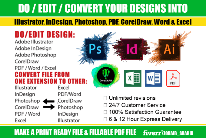 Do Photoshop Illustrator Corel Draw Or Pdf Editing Works By Zohaib Shahid