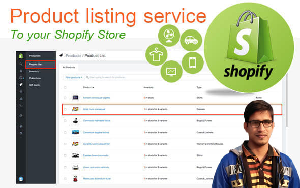 do shopify product listing and data entry