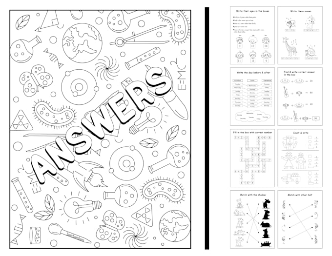 design activity books and work sheets for kids