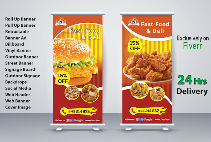 create unique banner ad, billboard, roll up banner design