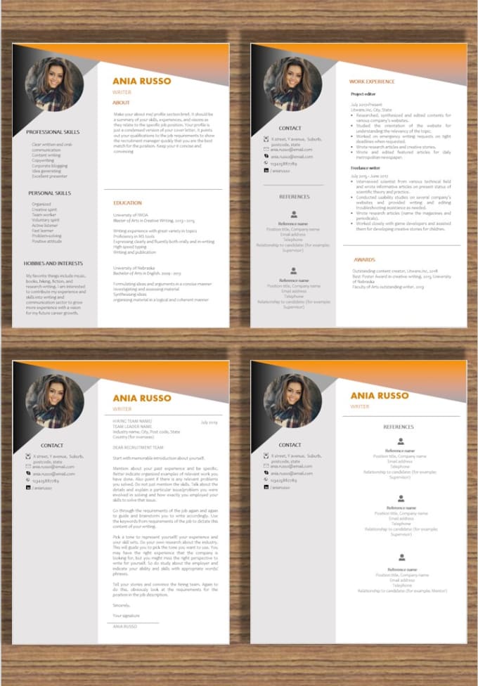 Provide This Template For Resume Cv And Cover Letter By Janna08