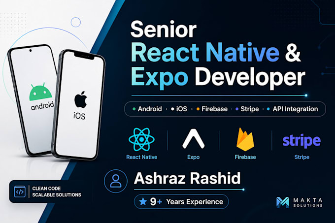 develop a react native mobile app for android and ios