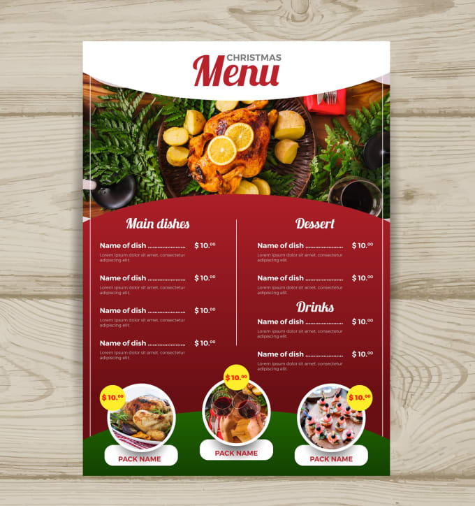 design an eye catching restaurant menu.
