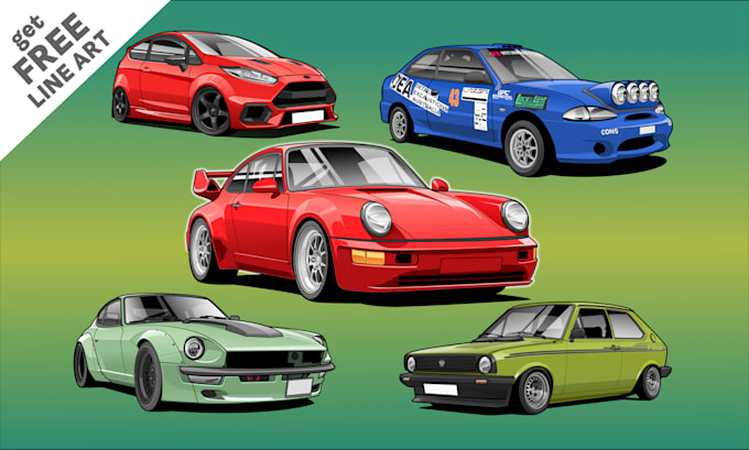 create a custom car illustration in vector or cartoon style