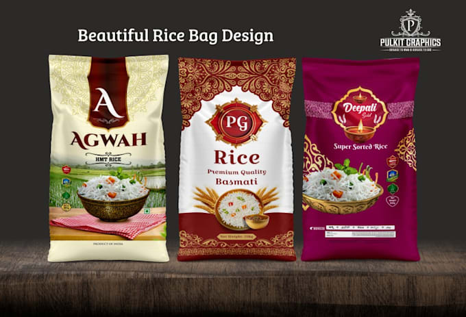 design professional rice bag packaging for food brands