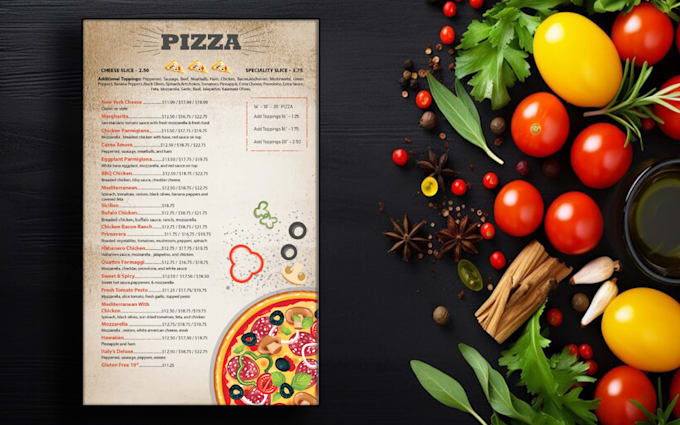 design an eye catching food menu, restaurants, cafe menu etc